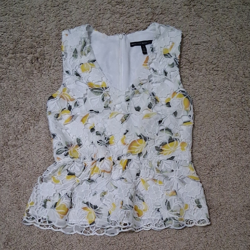 White House Black Market Lemon Lace Blouse